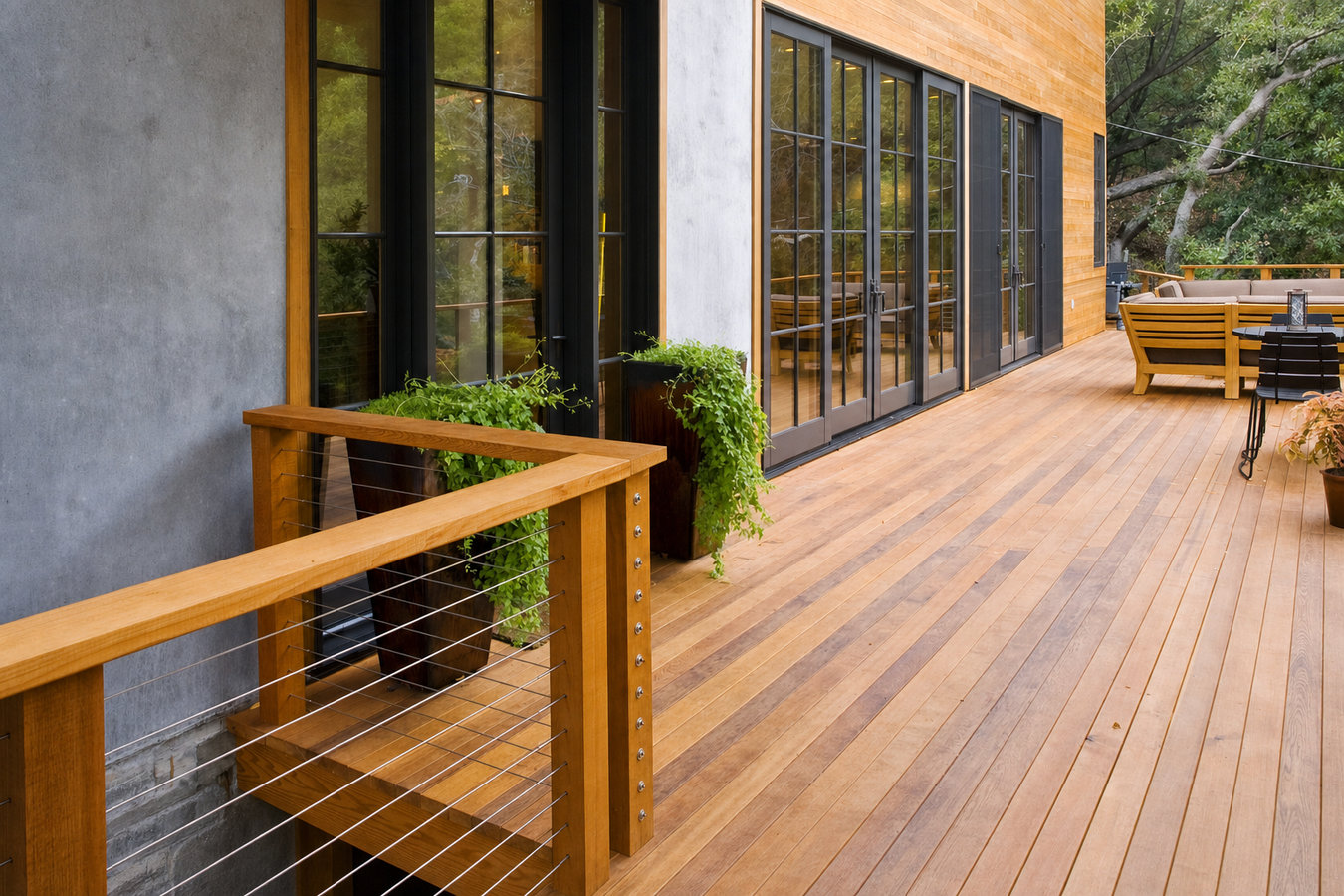 Cedar wood deck construction